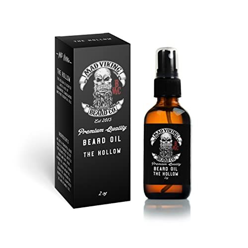 Mad Viking Beard Co. Premium Beard Oil for Men - Natural Beard Softener, Conditioner, and Skin Moisturizer - Reduces Beard Itch - For Thicker Looking Beards - Made in the USA (The Hollow, 2oz Beard Oil Spray)