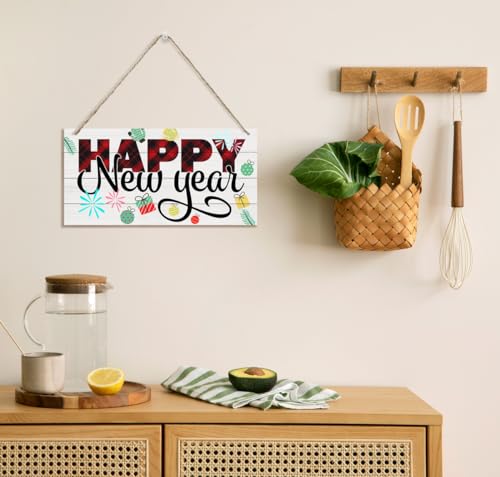 New-Year-Decor-Decorative-Wood-Hanging-Wood-Plaque-Wooden-New-Year-Sign-New-Year-Decorations-for-Home-Wall-Door-Decor-Rustic-Wooden-Holiday-Decor-Hanging-Decor-With-Rope-Happy-New-Year-Sign-MGB264 New Year Decor Decorative Wood Hanging Wood Plaque Wooden New Year Sign New Year Decorations for Home Wall Door Decor Rustic Wooden Holiday Decor Hanging Decor With Rope Happy New Year Sign MGB264