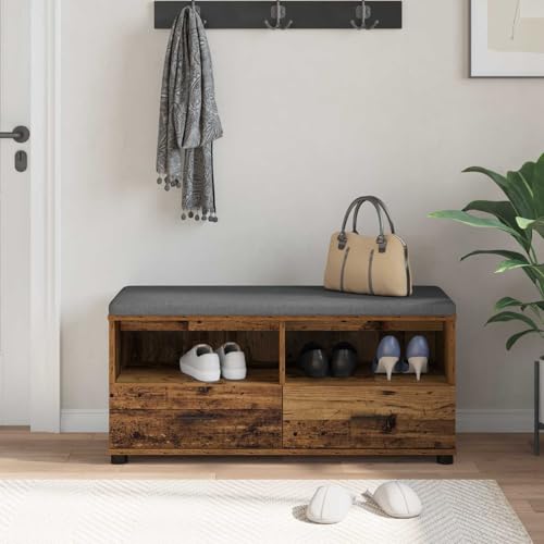 Banco de pasillo de madera 100x38x46 cm con cojín y almacenaje 5
