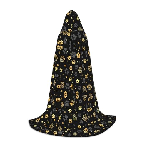 Capa con capucha de huellas para cosplay disfraz de bruja cómodo unisex
