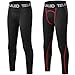 TELALEO 2 Pack Boys' Youth Compression Leggings Pants Tights Athletic Base Layer for Running Hockey Basketball Black Red M