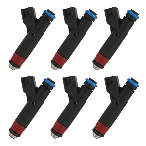 Injectors Kit,SCITOO 1 Holes Fuel Injector fit for 2005 2006 for Jeep for TJ 4.0L, 2005 2006 for Jeep for Wrangler 4.0L,Set of 6