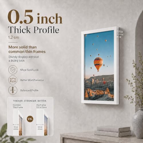 Image of JCJMY 11x16 Picture Frame White for Wall Hanging, Wall Mounting Horizontally or Vertically, 11 x 16 Wall Gallery Poster Photo Frame with Shatter Resistant Plexiglass, White