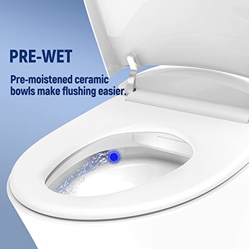Dozti Heated Seat Smart Toilet, Elegant Dual Flush One-Piece Modern Toilet 1/1.27 Gpf, Automatic Flush Tankless Toilet Without Bidet, 16.5 Inch Standard Seat Height #TOP4