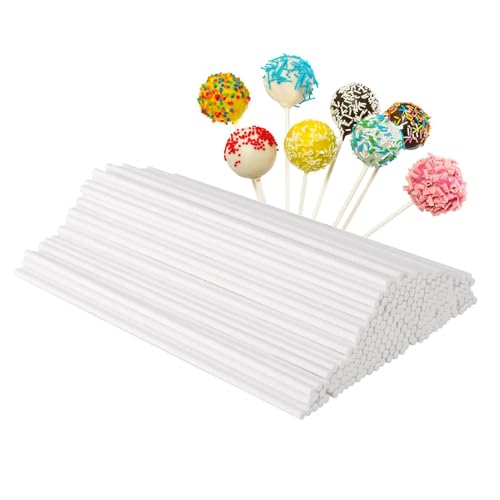 100 Stück Cake Pops Stiele, Cakepopstiel Stiele Cake Pops aus PP, Cakepop Stiel, Lolli Stiele, Lebensmittel Sicher für die Herstellung von Lutscher Kuchen, Desserts, Dekoration und Displaying, weiß