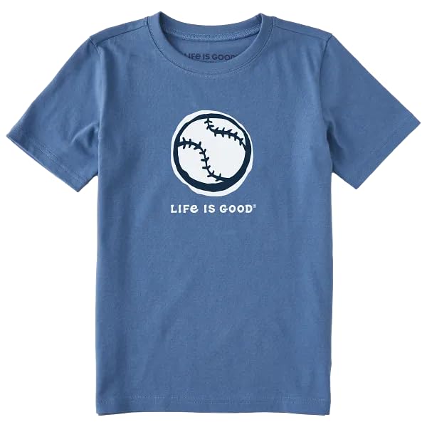 Life is Good. Kids Baseball Sketch Short Sleeve Crusher Tee, Vintage Blue