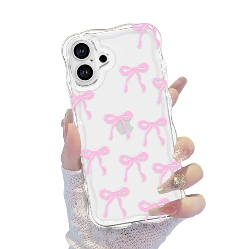 Coque pour iPhone 17 protectrice transparente esthétique avec nœud rose