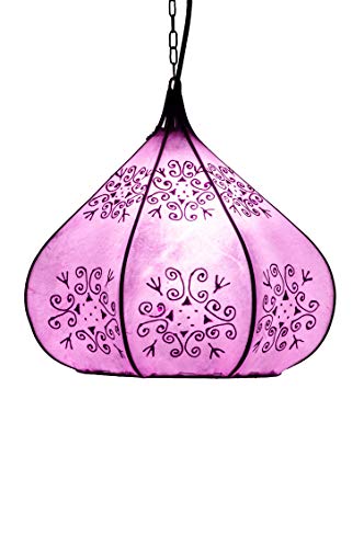 Marrakesch Plafonnier au henné oriental Violet Kabir 32cm Grande | Lampe marocaine en cuir Lampe au henné | Lampes orientales pour salon cuisine ou à...