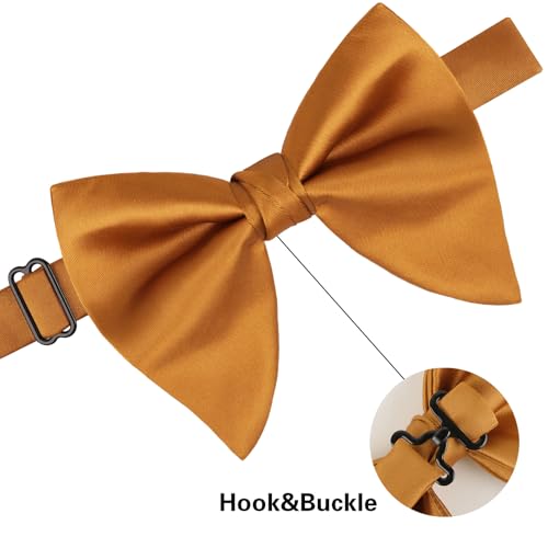 Image of Alizeal Velvet Pre-tied Adjustable Bow Tie for Men Oversize Formal Solid Tuxedo Bowtie