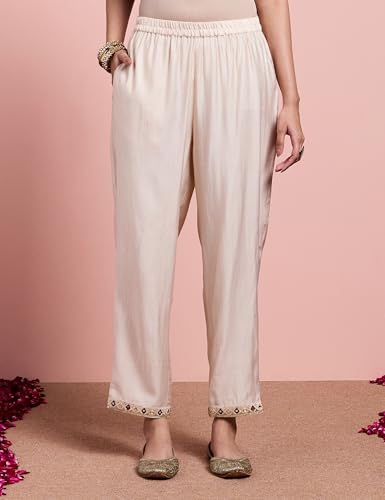Image of Amazon Brand - Myx Women's Embroidered Kurta Pant Set with Organza Dupatta | Salwar Suit (Available in Plus Sizes)