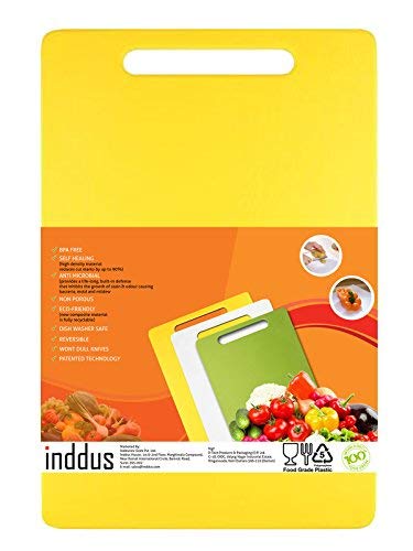 Inddus Home ® - Food Grade/ABS Free Polypropylene Premium Kitchen Chopping Cutting Board with Handle for Regular Use (Yellow) (B06X9K7RR2) Amazon Price History, Amazon Price Tracker