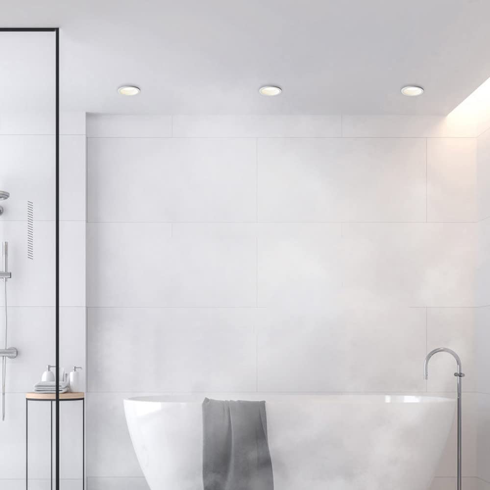 Kit di Illuminazione a Disco da Incasso a LED per faretti da soffitto, Luce per Doccia Impermeabile IP65, 2 faretti direzionali da Incasso, faretti per corridoio Galleria -4000k-7W