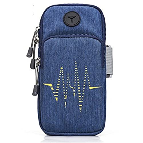 Image of Mini Mobile Arm Bag with Earphone Hole and Adjustable Arm Strap for Men's and Women's Running Fitness Walking Sports Outdoor (Blue)