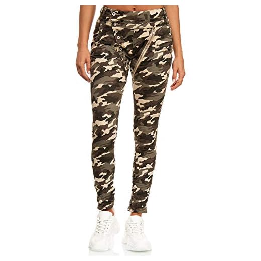 Elara jeans för damer pojkvän med knapp framsida Chunkyrayan EL05AR Camouflage 48 (4XL)