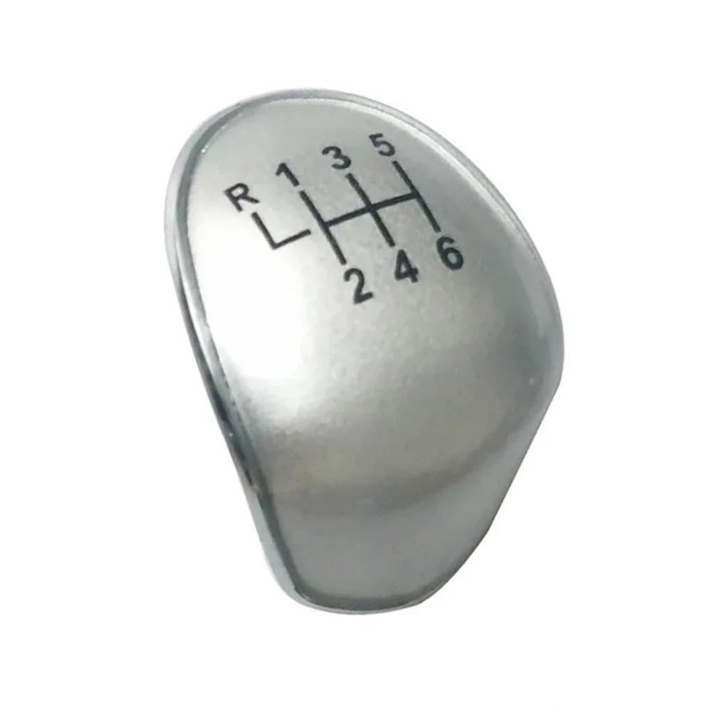 BWSDMZJQRT Car Gear Shifter Knob for Focus MK2 MK3 Kuga C-max FL B-max S-max 5 6 Speed Car Gear Shift Knob Cap Cover Emblem(6 Speed Silver)