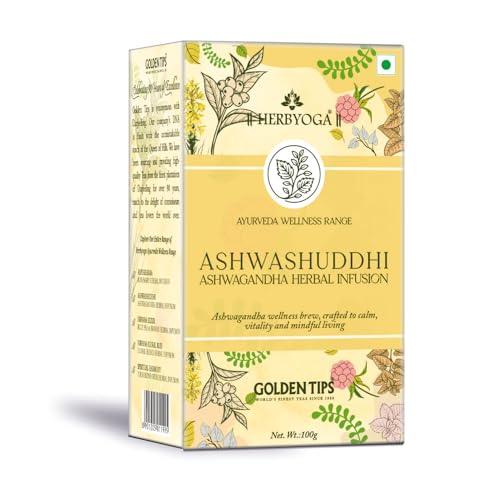 Image of Golden Tips Tea Herbyoga Ashwashuddhi Herbal Infusion Tea 100g | Natural Wellness Herbal Blend for Relaxation, Detox