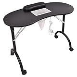 Giantex Folding Portable Vented Manicure Table Nail Desk Salon Spa With Fan &Bag (Black)