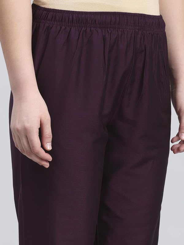 Image of GO COLORS Modal Spandex Metallic Pants Festive Full Length for Women| Lightweight, Mid Rise, Side Pockets