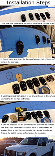 Ijdmtoy 5Pc Smoked Lens Amber Led Cab Roof Marker Light Kit Compatible With Dodge Ram 1500 2500 3500 Ford F-Series Chevy/Gmc Trucks Etc #TOP1