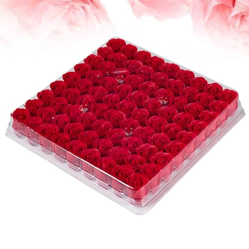 Rosas de simulación elegantes: 81 flores artificiales rojas de plástico 8