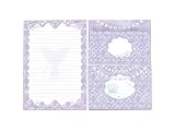 Juego de papel de carta con bloc de notas a rayas con sobre, para niñas, niños, escuela, sirena, color morado (1 bloc A5 con 25 hojas + 15 sobres a juego)