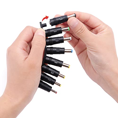 KUOQIY 8 in 1 Universal DC Netzteil Adapter, 5.5x2.1 mm Buchse auf Stecker Hohlstecker Adapter, mit Männlich Weiblichem DC Anschluss, für Ventilatoren, Router, Schreibtischlampen, Computer