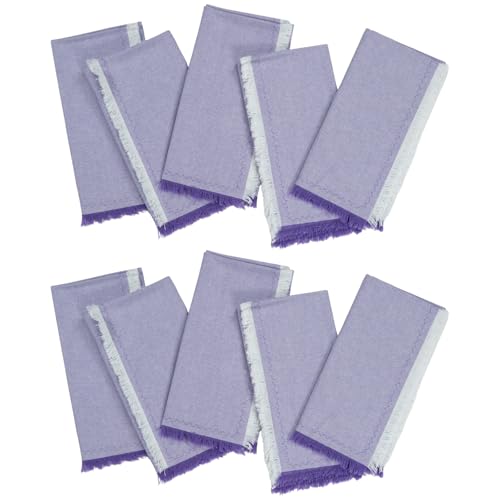 Cloth Napkins Set of 10 Handmade Cotton Napkin with Fringe 18 x 18 inches Washable Reusable Soft Table Dinner Napkins for Parties Wedding Restaurant Hotel Birthday Decoration (Lavender Purple) by NULHAZ - Used condition - US$12.42