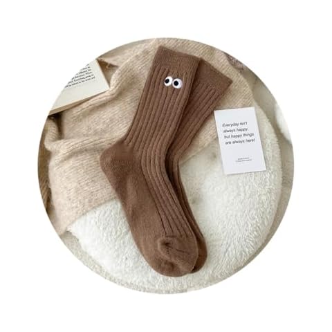 Gmamasim Home Funny Eyes Wool Socks for Women Warm Winter Thermal Thick Socks Birthday Gifts (US, Numeric, 5, 9, Regular, Regular, brown) Cover
