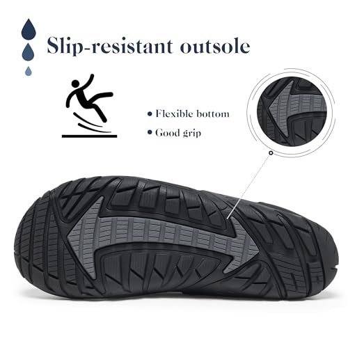 Image of SOBASO Water Shoes Women Men Hiking Dry Aqua Beach Swim Surf Shoes for Outdoor Fish Hiking Pool Black