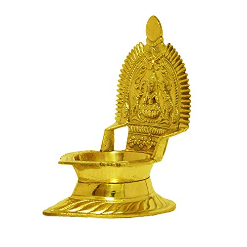 Diya Kamakshi en laiton de 13,5 cm ciselé à la main pour illuminer votre autel