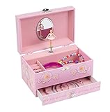 Jewelkeeper Pink Girl's Ballerina Musical Jewelry Box with Pullout Drawer, Jewel Storage Organizer Case, Swan Lake Tune