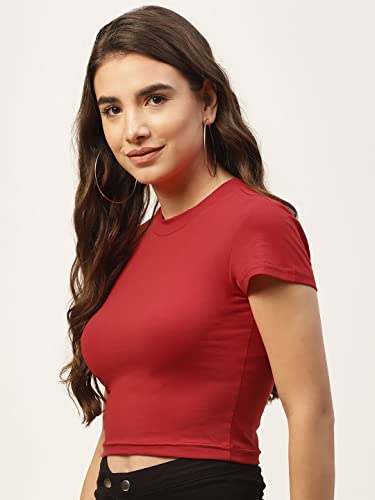 Image of FEMEA Women Solid Super Soft streachable Cotton Lycra Blended Crop Top