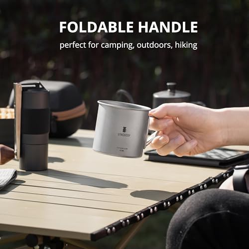 Vandroop Camping Titanium Mug, 400ml/13.5oz Travel Outdoor Mug with Foldable Handle, Camping Coffee Cup for Outdoor Hiking Travelling Backpacking by Vandroop - Image 4