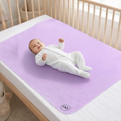Image of Btag Baby Waterproof, Super Soft Fast Drying Mattress Protector | Extra Absorbent, Anti-Itching Sheet for New Born,Toddler (Size 70x100 cm, Pack of 1, Lilac)