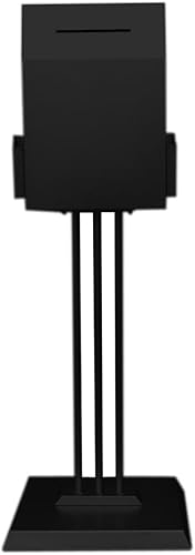 Miniatura 3 de Urna de acero para piso, con (2) bolsillos para folleto de 4.5 pulgadas, soporte para caja de sugerencias de 45 pulgadas de alto, color plateado