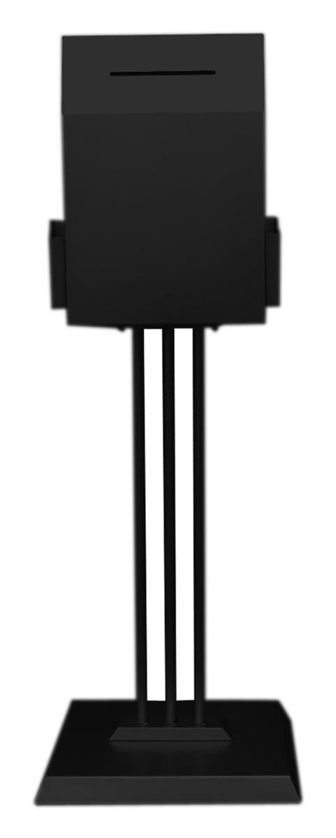 Floor-Standing Ballot Box with (2) 4.5-Inch Brochure Pockets, 45-inch-Tall Suggestion Box Stand – Black by Displays2go - Used condition - US$71.54