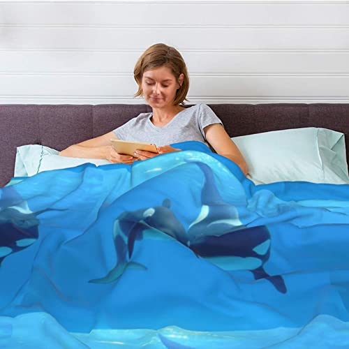 Couverture super douce toutes saisons imprimé baleines pour lit - 7