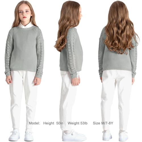 JSTEX Girls Sweaters Casual Kids Pullover Sweater Crew Neck Long Sleeve Knit Jumper Top for Girl Toddler Teen Size 4-143