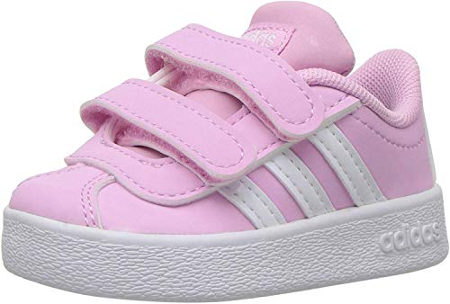 adidas Kids' VL Court 2.0 Sneaker, Frost Pink, Ftwr White, Grey Two Fabric, 9K M US Toddler