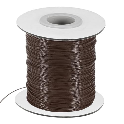 M METERXITY Waxed Polyester Cord, 175 Yards 0.5mm Waxed Beading String with Spool for Jewelry Making/DIY Handmade Crafts/Necklaces/Bracelets, String Macrame Bracelet Thread [Dark Brown]