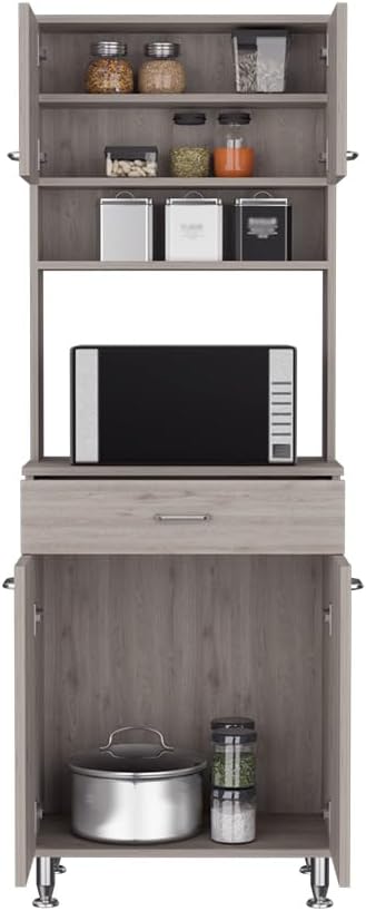 Pantry Piacenza,Two Double Door Cabinet - Light Gray