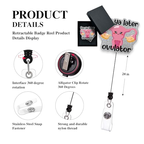 Image of See Ya Later Ovulater,Funny OBGYN Retractable Badge Reel with Alligator Clip, Gift for Obstetrics OB GYN Labor and Delivery,for Ovary Uterus Cervix Labor and Delivery Nursing Doctor Gift