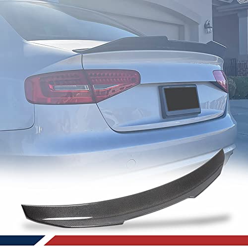 XUETAO Véritable aileron de Coffre en Fibre de Carbone pour Audi A4 B8.5 Base Berline 2013-2016 Trunk Lip Spoiler HighKick Spoiler Arrière Spoiler Kits de carrosserie