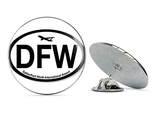 Oval DFW Dallas Fort Worth Airport Code (Jet Fly air hub Pilot tx) Metal 0.75