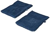 Secado moderado DOUCEUR D\'INTERIEUR Colores: 2 Guantes de baño, Algodón, Azul Ocuro, 15 x 21 cm