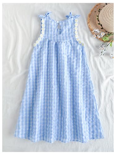 Floerns Girl's Cute Plaid Tank Dress Sleeveless Floral Round Neck Summer A Line Dresses2