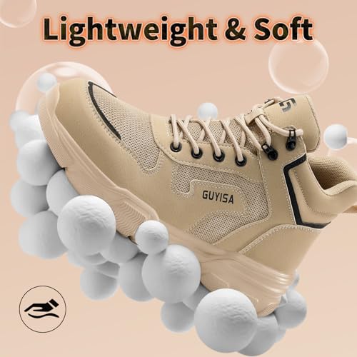 Image of Steel Toe Boots for Men Lightweight Work Boots for Men High Top Safety Boot with Kevlar Puncture-Resistant Midsole Comfortable Industrial Work Shoes Splash-Proof Botas De Trabajo para Hombre