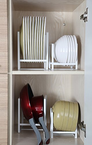 7Uyuu Plate Holders Organizer Upright Metal Dish Storage Dying Rack For Kitchen Counter Cabinet Cupboard Camper - White #TOP2
