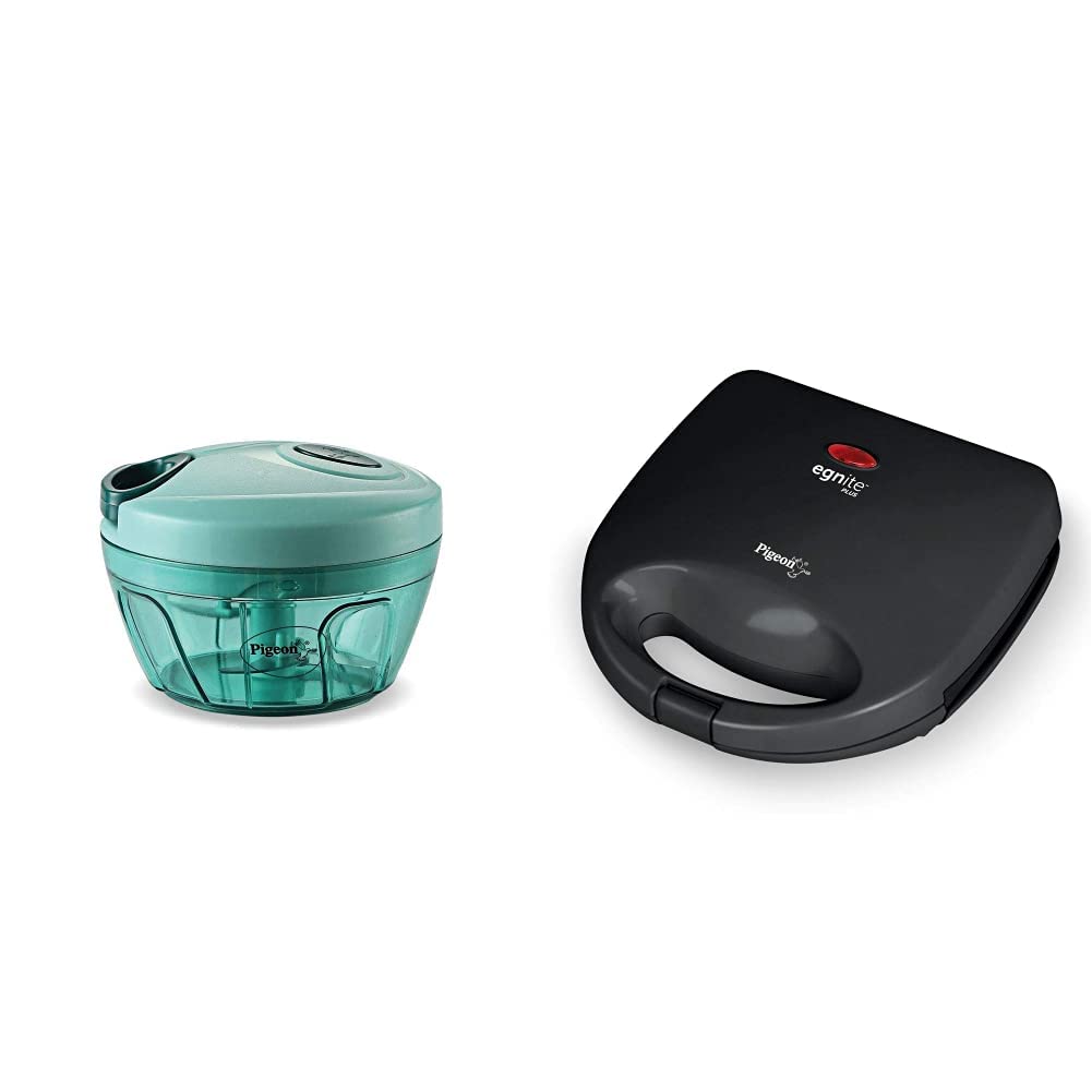 pigeon by stovekraft amaze plus 1.5 litre electric kettle, black + pigeon by stovekraft egnite plus bread sandwich maker with aluminium nonstick coated fixed plates (grill)