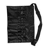 TOYZFRIENDY Make Up Pinsel Tragetasche Bauchtasche aus PU Leder für Visagisten Kosmetiktasche mit 32 Fächern Schwarz Aufbewahrung für Make Up Werkzeuge